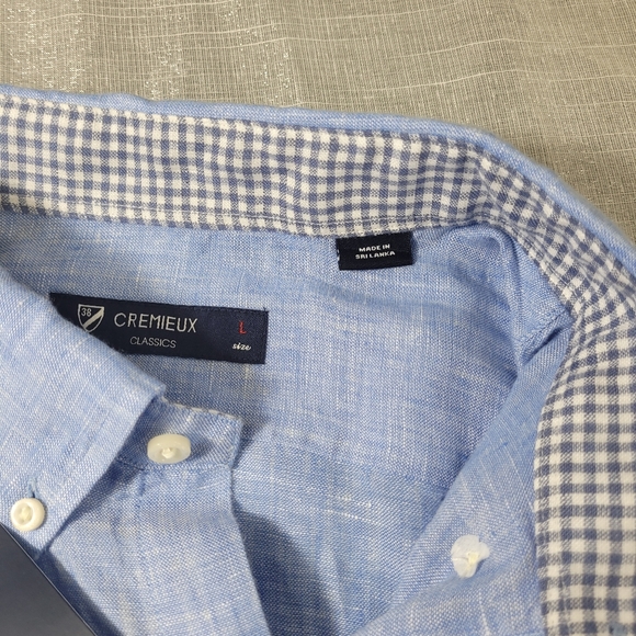 Cremieux 38 Linen Shirt Men’s Large Short Sleeve B - Picture 7 of 8